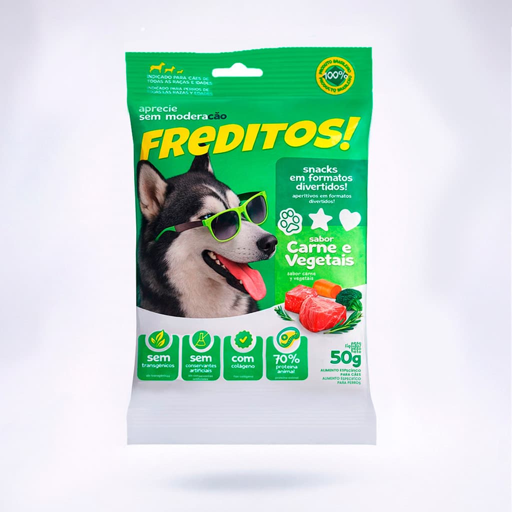 Petisco Para Cães Freditos Sabor Carne e Vegetais 50g