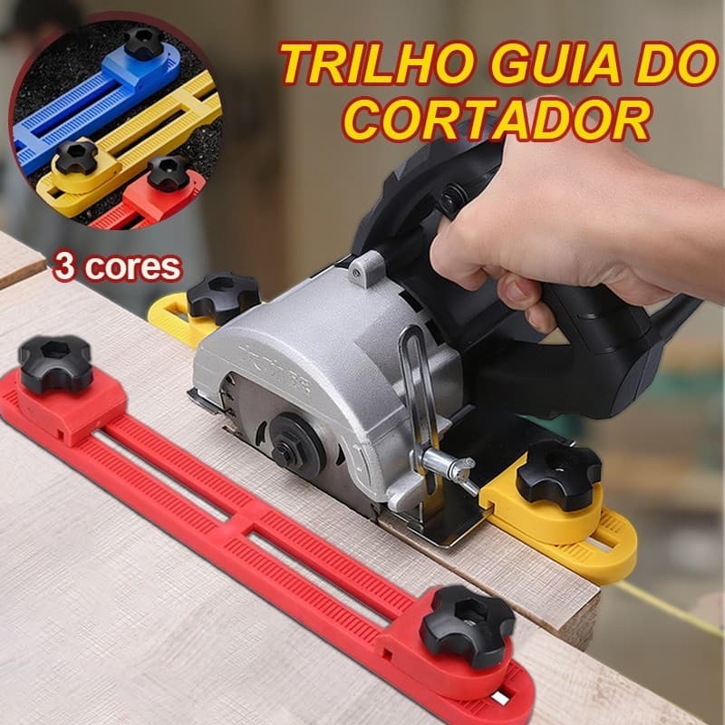 Guia Ajustável com Trilho e Braçadeira para Base de Serra Circular e Máquina de Corte