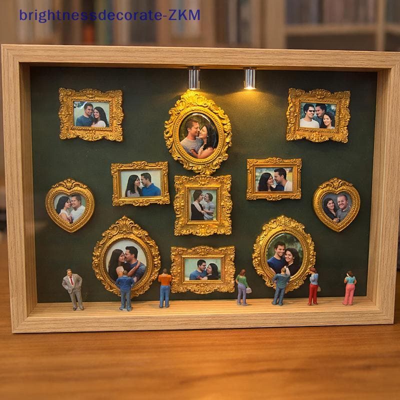 [brightnessdecorate] Caixa De Silhueta De Mini Museu DIY , Moldura De Exibição De Fotos Com Memória Familiar Luz , Moldu