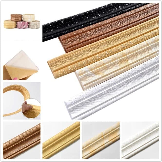 kit 3 Rodapé 3D de 8cm x 2.3m Autocolante Piso Em XPE Adesivo Impermeável