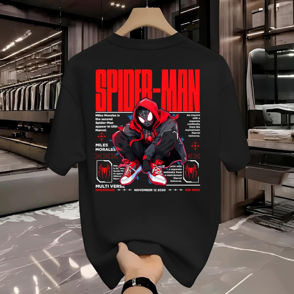 Camiseta Casual Spider Man Unissex T-shirt 100% Algodão Fio 30.1 Camisa Homem Aranha Adulto Infantil