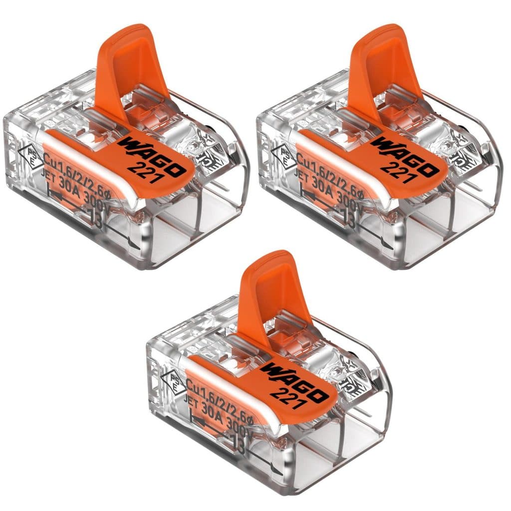 Kit 3 Conector Emenda Chuveiro 2 Vias 6mm 41a 221-612 Wago