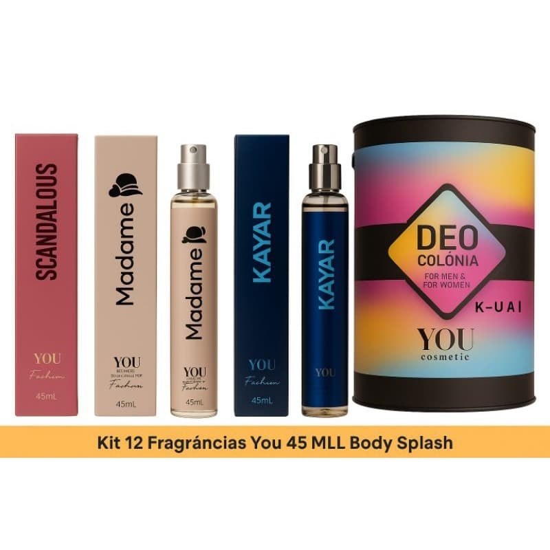Kit 12 Perfumes You 15/45ML Body Splash Fragrâncias Variadas Uso Diário Unissex