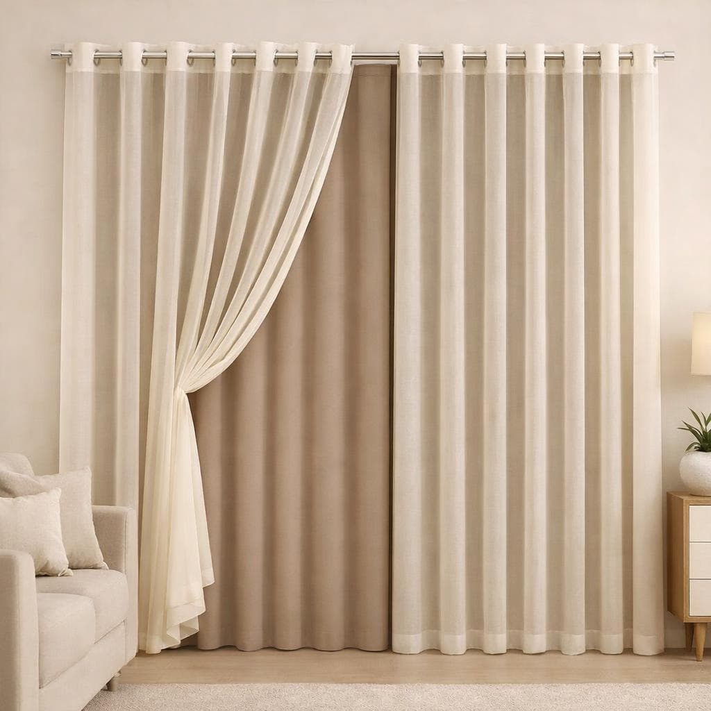 Cortina Blackout Blecaute com Voil Liso PVC 1 PARTE  (1,40m x 1,80m)