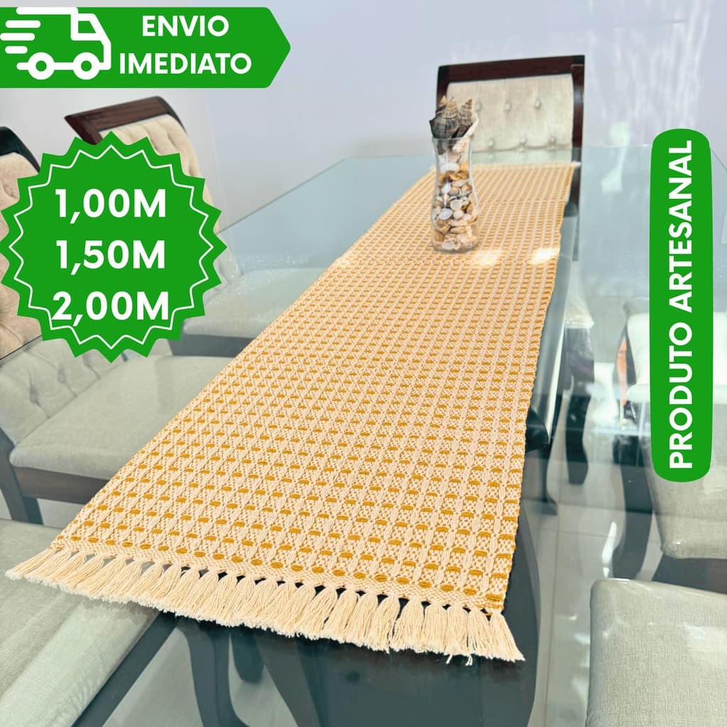 Trilho  Mesa ou Lugar Americano Artesanal Tear para Mesa Bonita e Organizada Cor Mostarda Durável