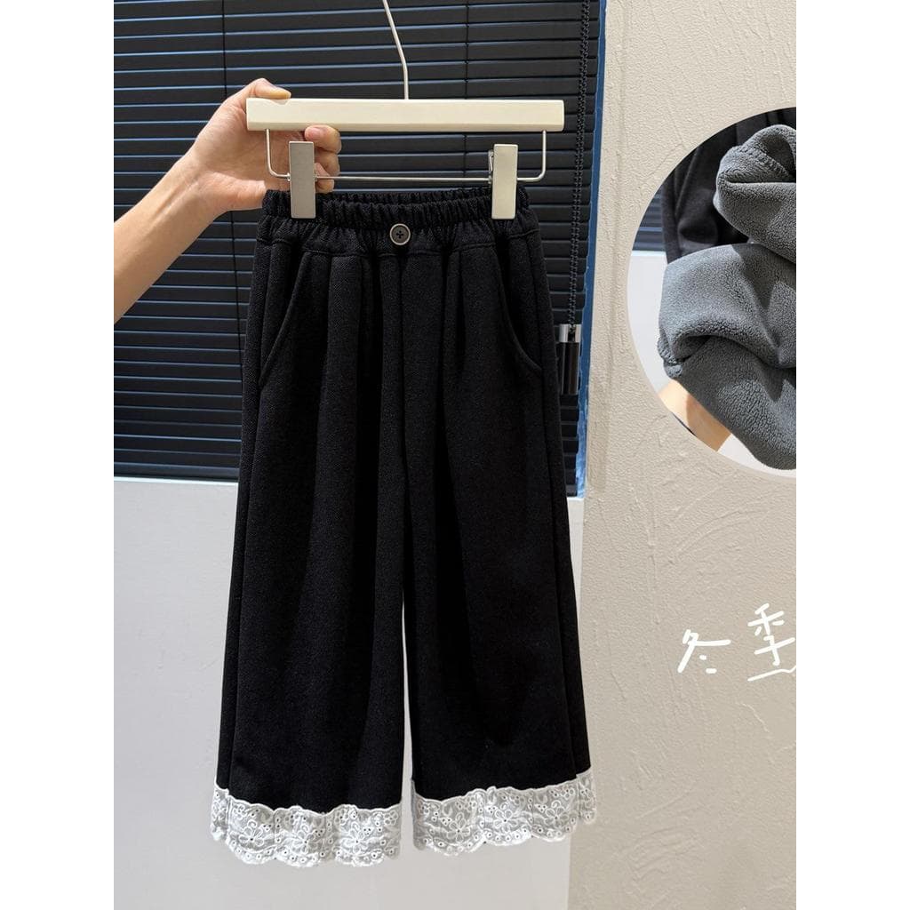 Meninas 2025 inverno novo estilo confortável forro de lã calças casuais crianças versão coreana moda menina bebê exterio