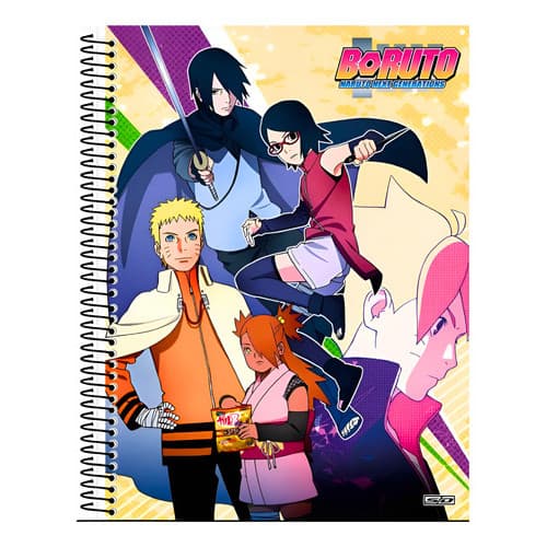 Caderno Universitário Boruto 10 Materias Adesivos 160 Folhas