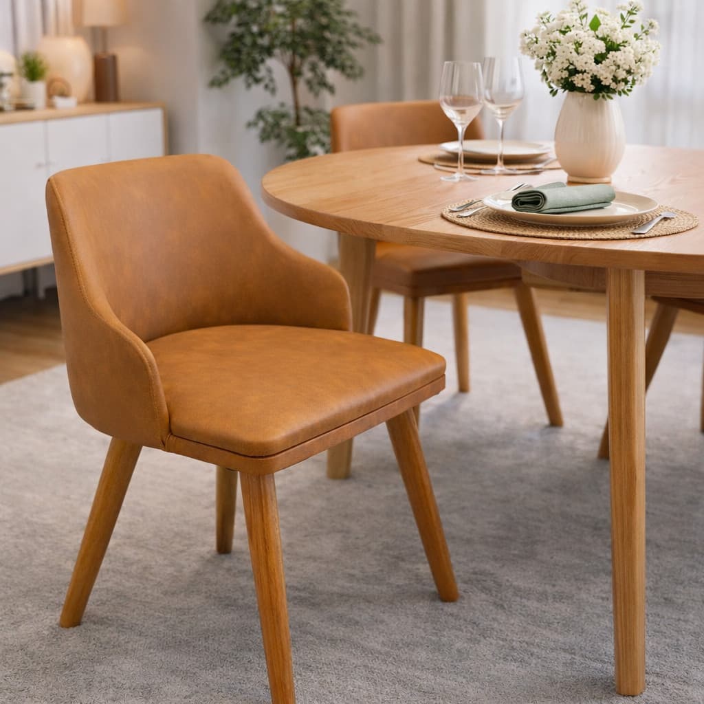 Cadeira Million Courino Design Moderno Pés Madeira Jantar