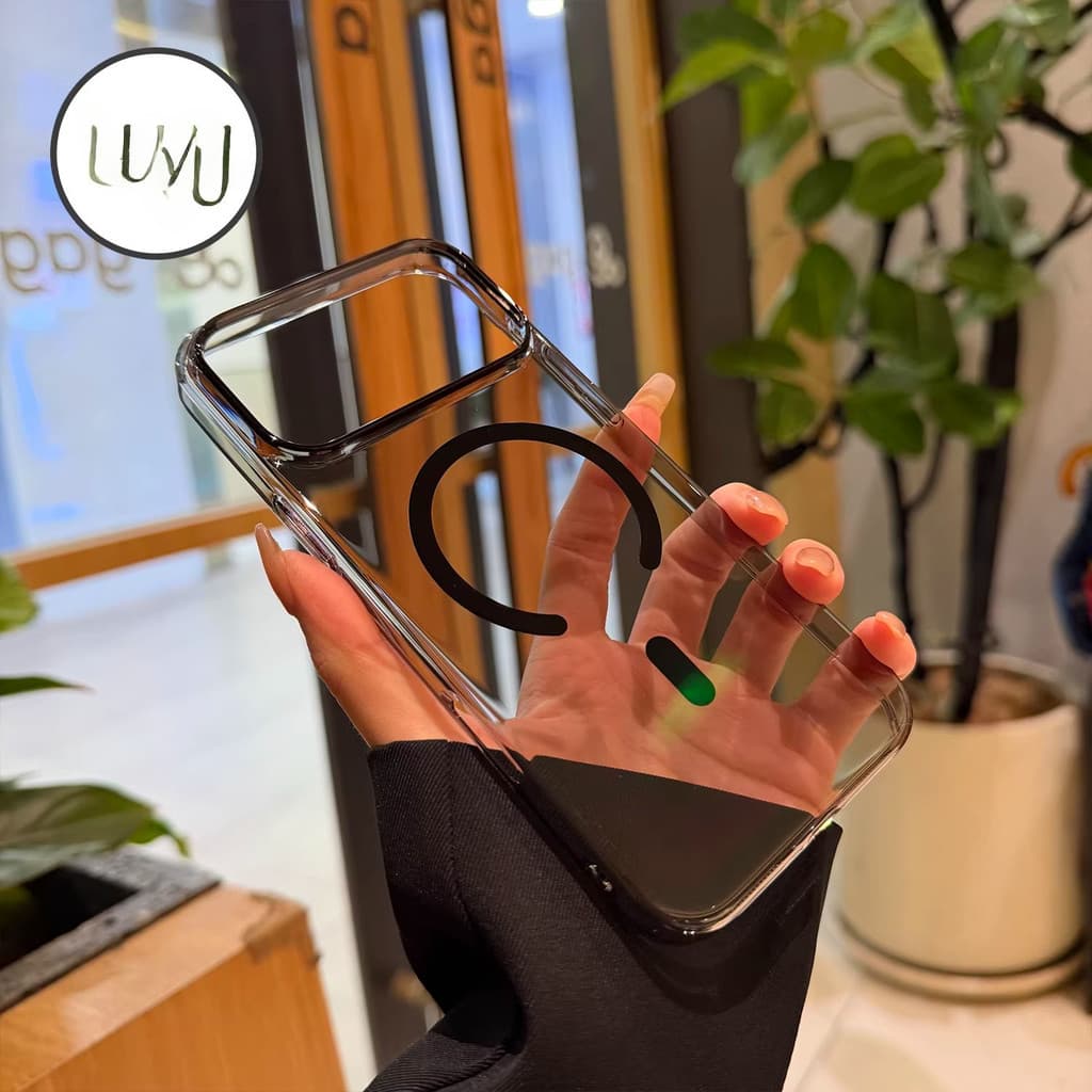 Luxo Magnético Transparente Brilhante Ultra Fino Caso De Carga Sem Fio Para iPhone 17 Ar 16 15 14 Plus 13 12 11 Pro Max