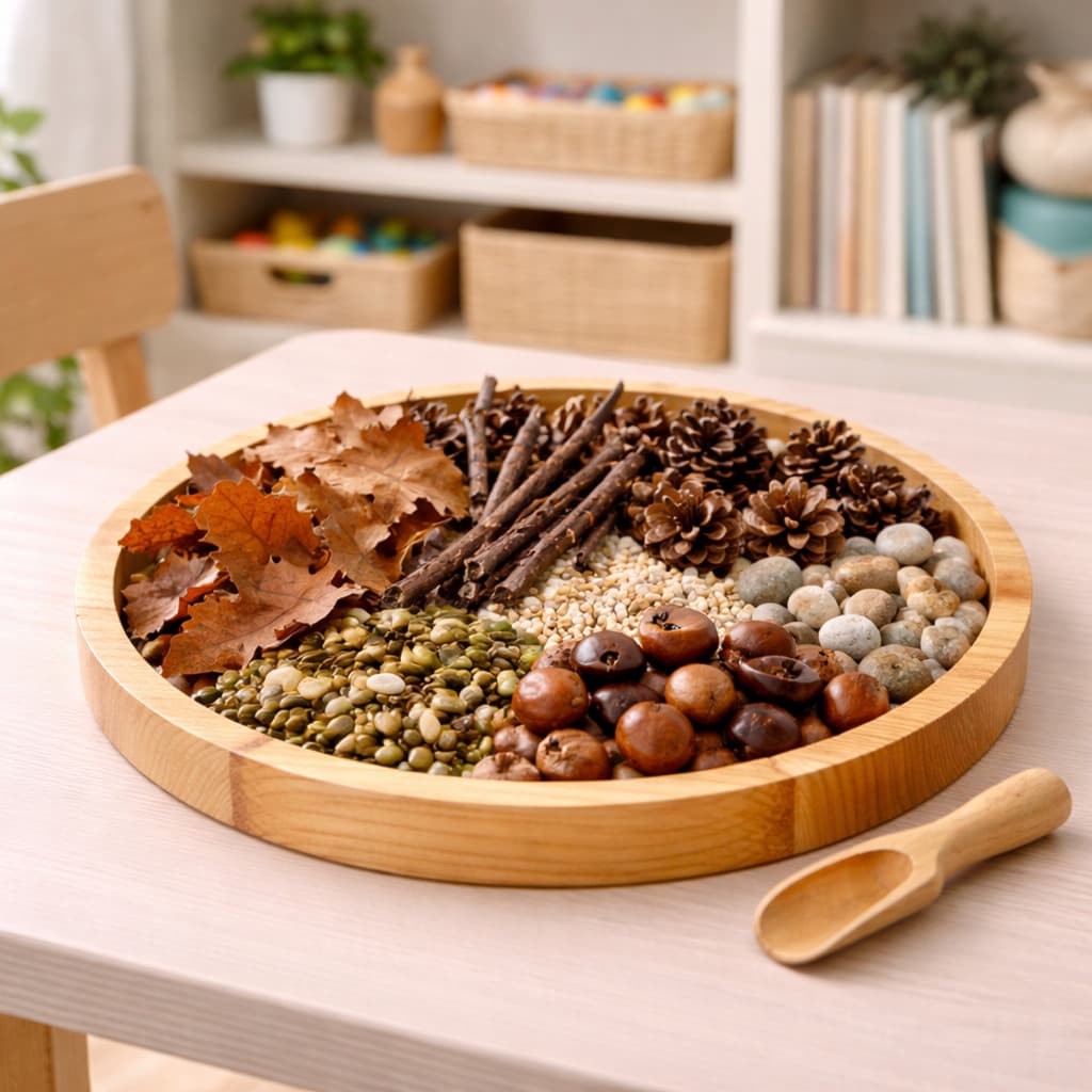 Bandeja Grande 32cm de Madeira Experimentação Montessori