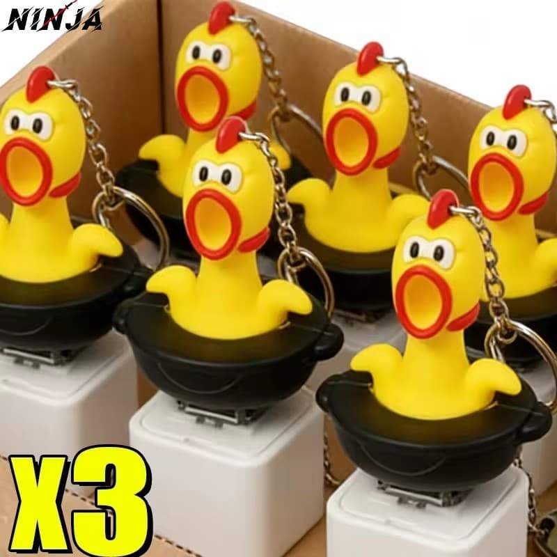 3/2/1Pcs Chaveiros De Teclado De Frango Gritando-Brinquedo Engraçado Clicker-Luminoso-Pingente De Chaveiro De Botão-Deco