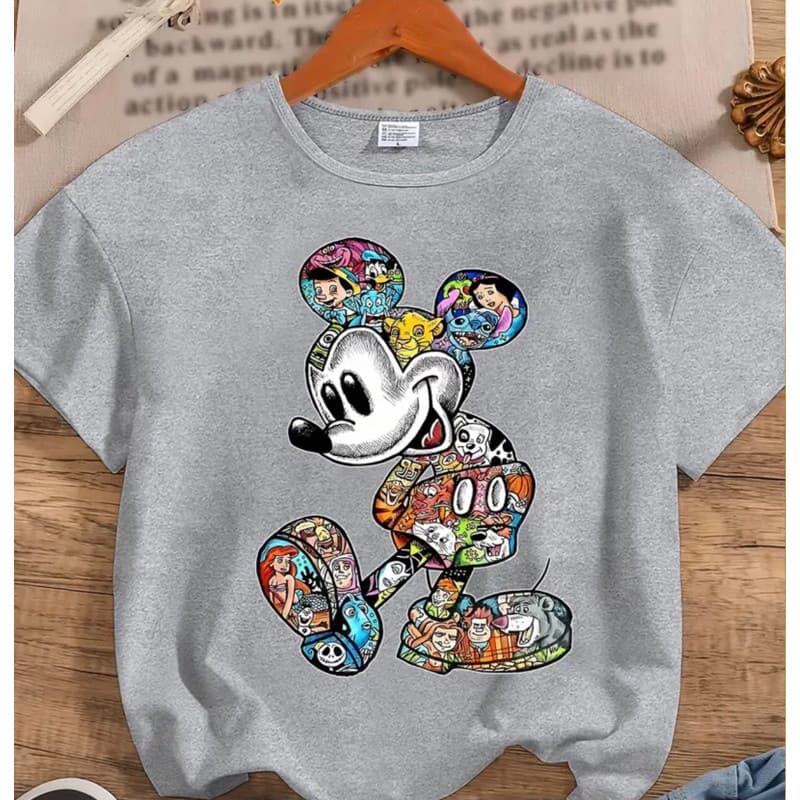 Camisa Camiseta Feminina MICKEY COLORS Leve Confortável Estilosa Perfeita Dia a Dia Em Duas Cores 100% Algodão
