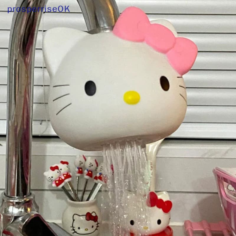 [newpros] Torneira De Chuveiro De Cozinha Criativa Hello Kitty Kawaii Filtro De À Prova De Respingos Giratória Doméstica