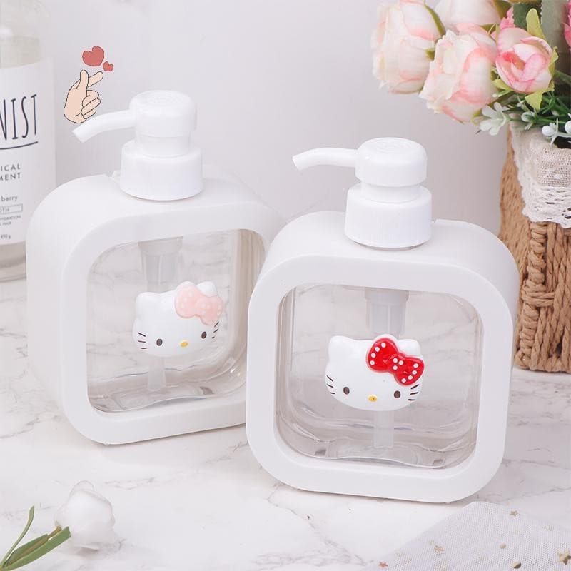 Dispensador de Sabão Recarregável Hello Kitty 250/500ml, Recipiente Vazio Adequado para Frascos de Shampoo e