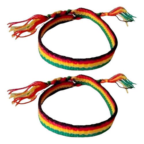 Kit 2 Pulseiras De Pano Peruano Fininha Reggae Jamaica