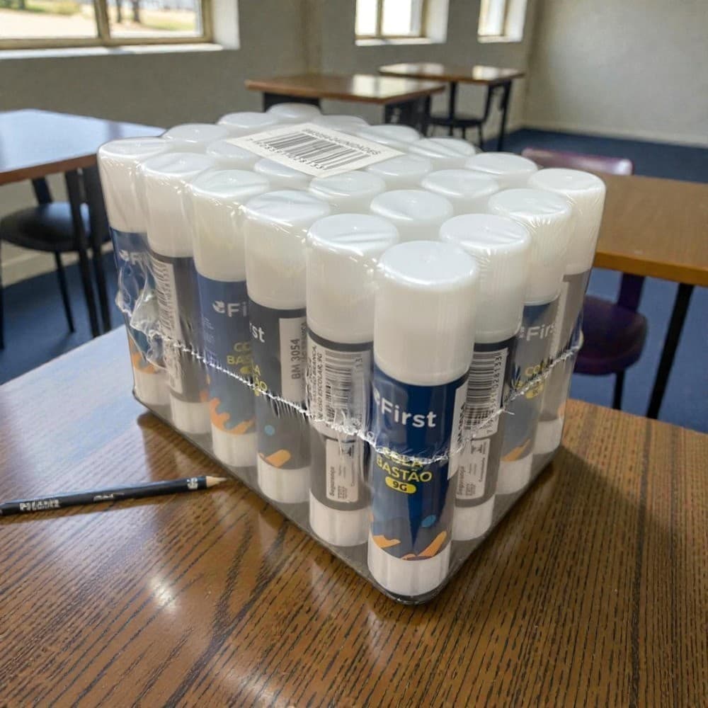 Conjunto 24 Unidades Cola Bastão Branca Escolar Artesanato Atividades Papelaria