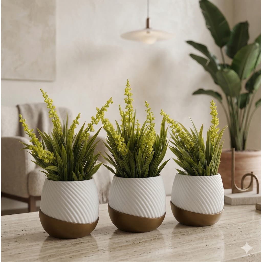 Cachepot Decorativo Kit Trio de Vasos para Plantas Suculentas e Cactus  acompanha Suporte