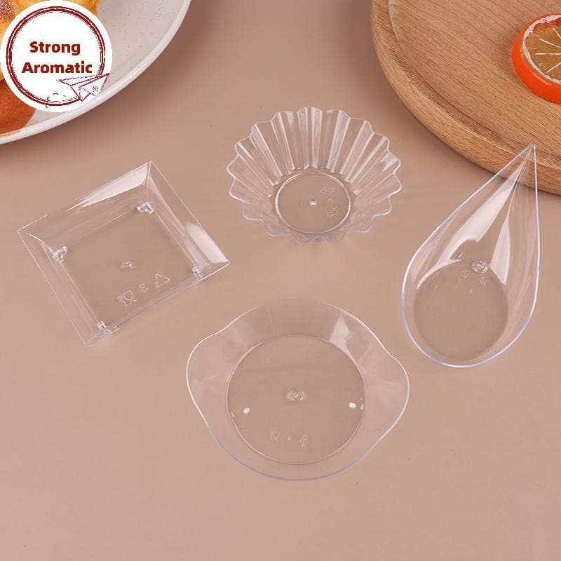 StrongArom 10 Pcs Transparente Mini Pratos De Aperitivo Copo De Sorvete Plástico Frutas Doces Bolo Geléia Iogurte Mousse