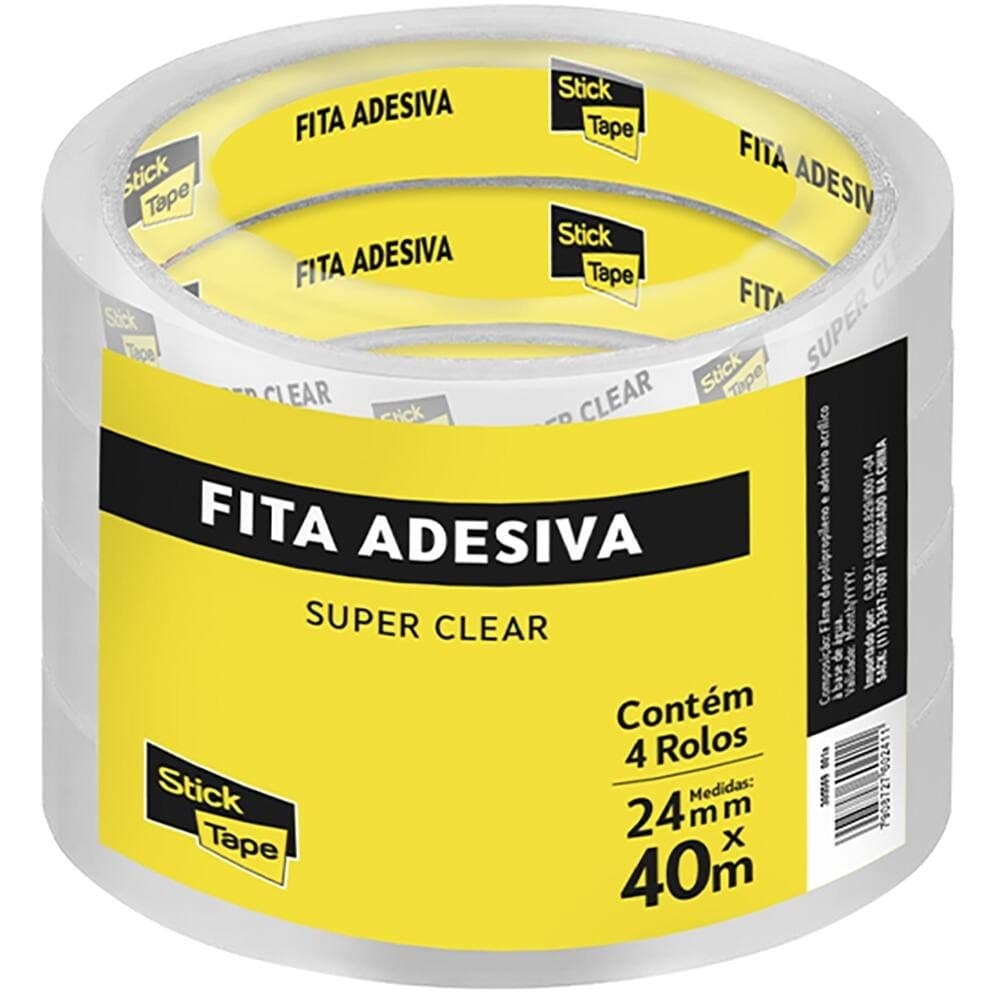 Fita Adesiva PP Transparente Super Clear 4 UN Stick Tape