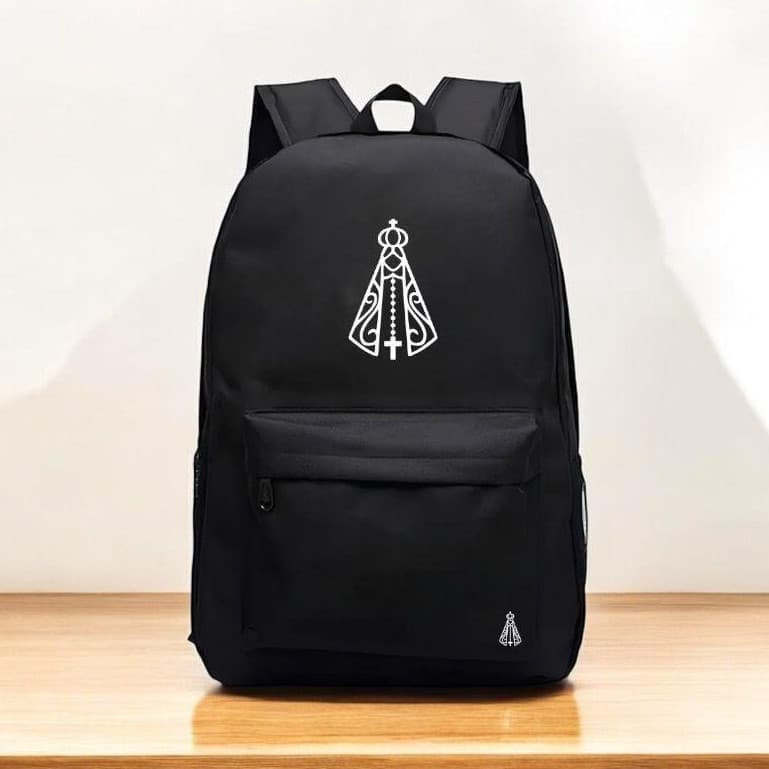 Mochila Nossa Senhora Grande 2 Bolso Porta Garrafa Moderna Trevix
