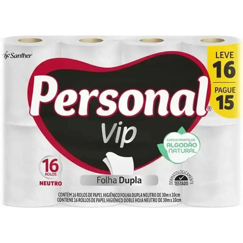 Papel Higiênico Personal Folha dupla 30 metros - Pacote 16