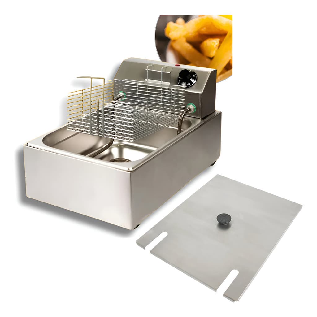 Fritadeira Elétrica Inox Profissional 1 Cuba 5l C/ Tampa