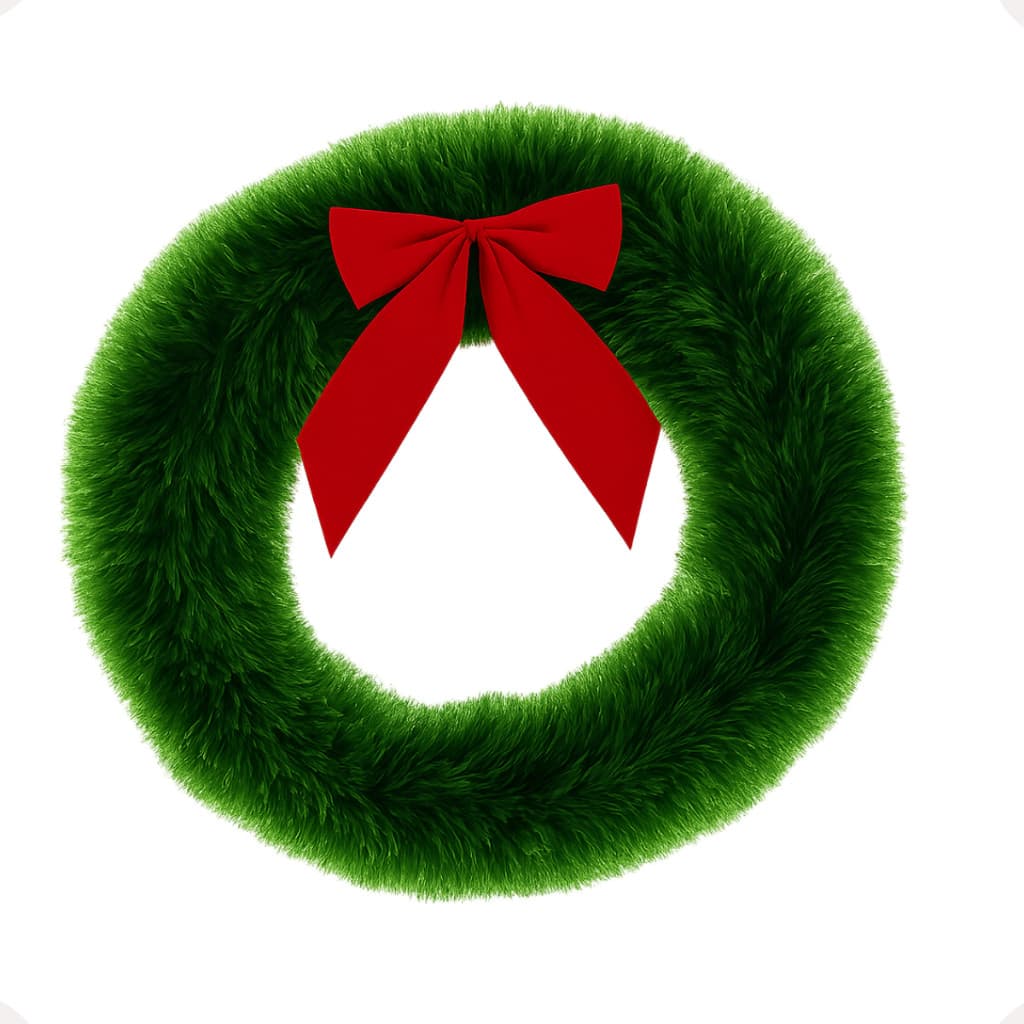 Enfeite Natalino Guirlanda de Natal Verde Nevada Laço Vermelho Decoração Porta Parede Sala