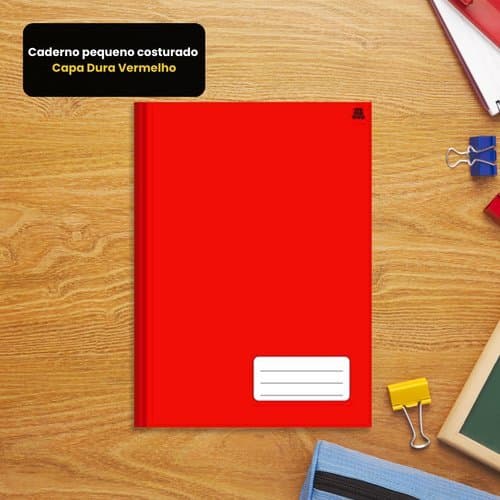 Caderno Pequeno Costurado Capa Dura Vermelha Anotacoes  brochura