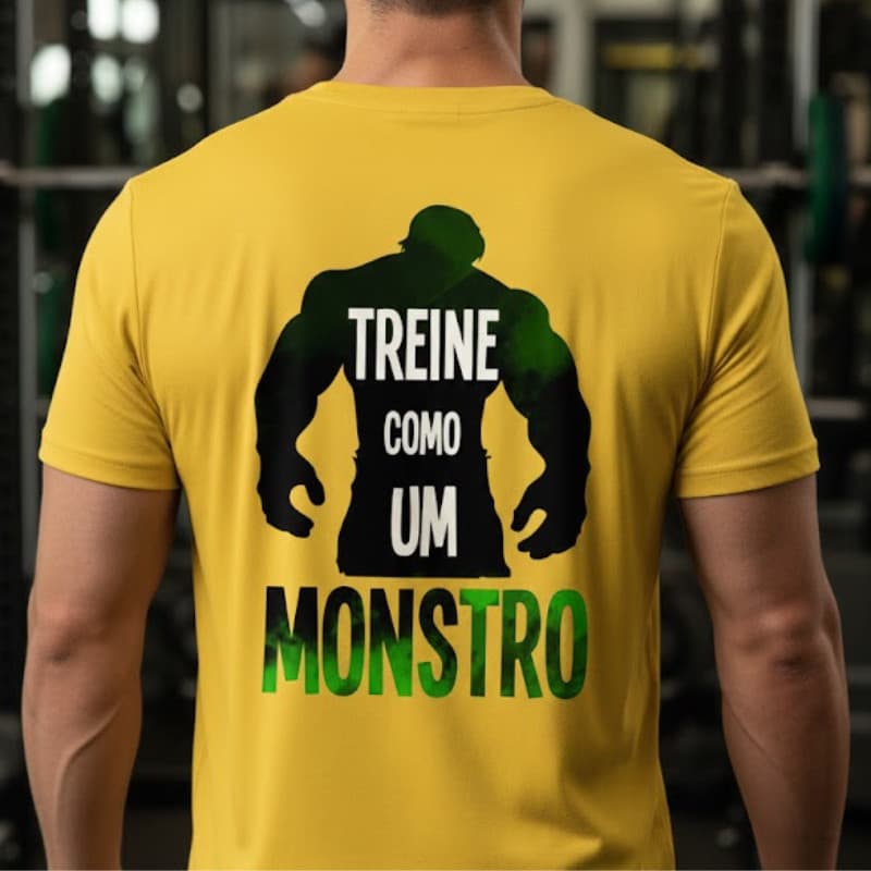 Camiseta Dray Fit Masculina Treino Monstro Academia Fitness Musculação Motivacional Leve Secagem
