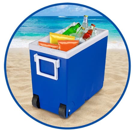 Super Caixa Térmica Cooler Prático Com Rodinhas 32 Litros Azul OU Preta