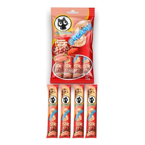 Kit 4 - Chuchups Petisco Cremoso Gato Frango E Atum 240g