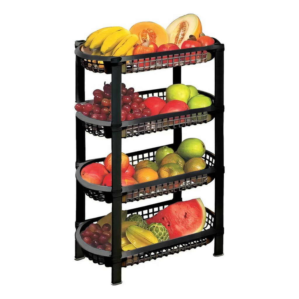 Fruteira De Chão Organizador De Plástico Multiuso 4 Cestos cores