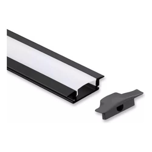 Perfil de Alumínio 1m para Fita LED Embutir Modelo 2010 Branco ou Preto