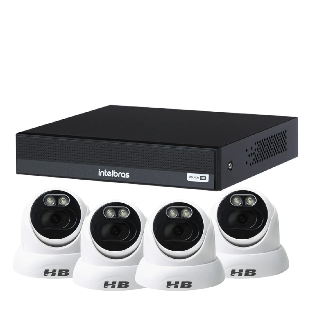 KIT CFTV COMPLETO MHDX 1104-C + 4 CAMERAS CONECTORES E FONTE