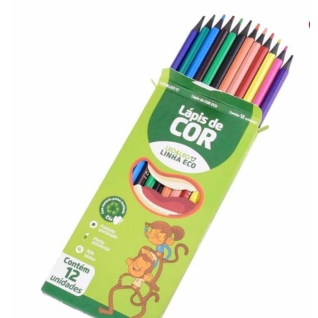 Lápis De Cor 24 Cores Leo E Leo Eco Colorir Pintar Escolar