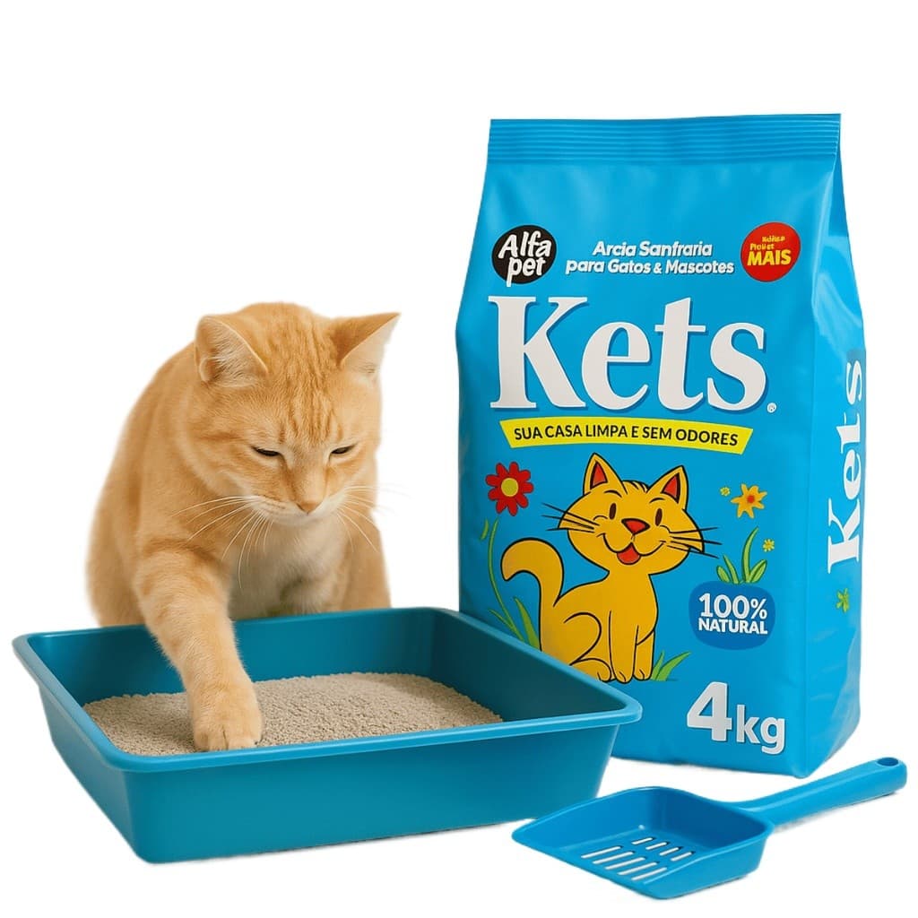 Kit Areia Para Gatos 4 Kg + Pá Higiênica e Bandeja Anti Odor Kets