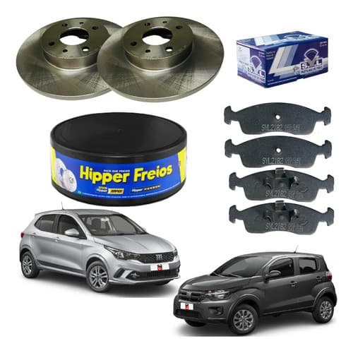 Kit Disco De Pastilha Freio Fiat Argo Mobi 1.0 2017 / 2023..