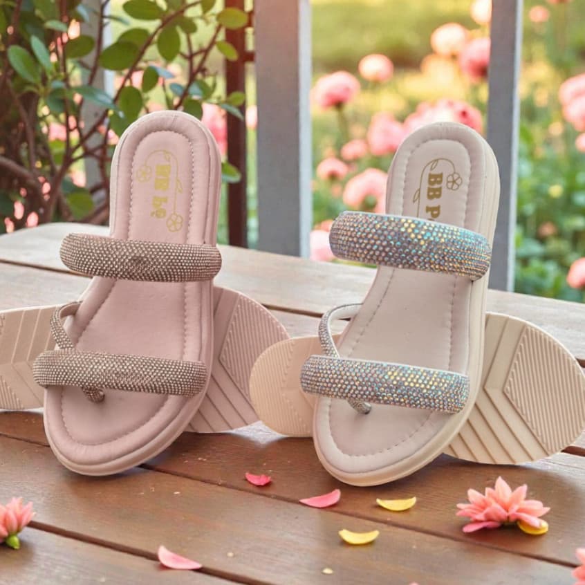 Kit Rasteirinha Infantil Menina Brilho Chinelo Feminino