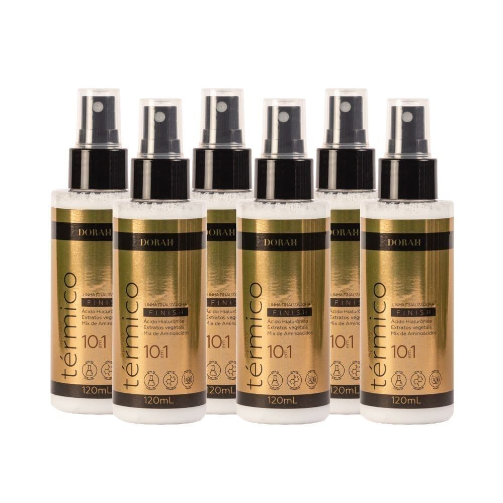 Kit com 6 Sprays Protetor Térmico Profissional 10 em 1 - 120ml - Dorah Beauty- Maciez Intensa