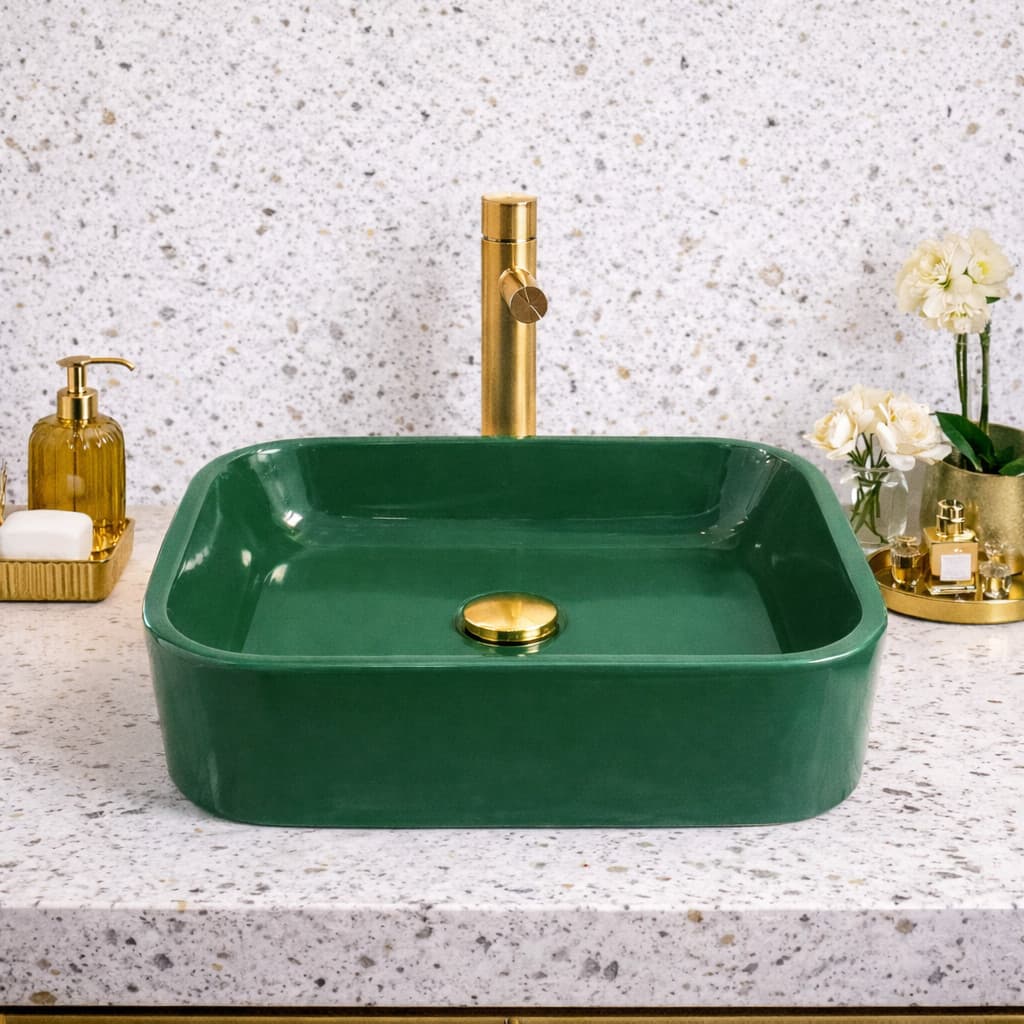 Cuba De Apoio Verde para Banheiro -  Design Sofisticado