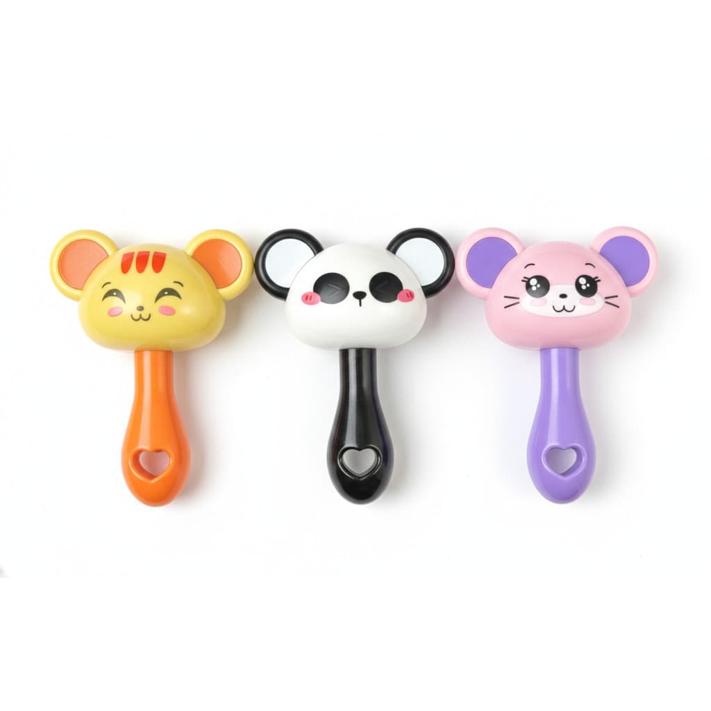 Mini Chocalho Infantil Bichinhos de Plástico – Brinquedo para Bebê Cores Sortidas - 3UN