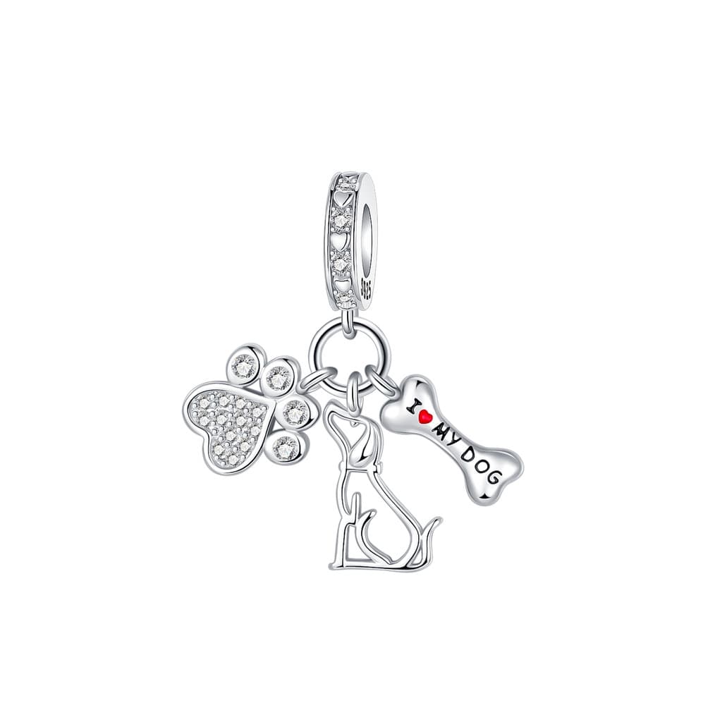 Charmoso Berloque 925 Linda Prata Osso De Cachorro Garra Cabide Contas Encantadoras Caber Pulseiras DIY Jóias Presentes