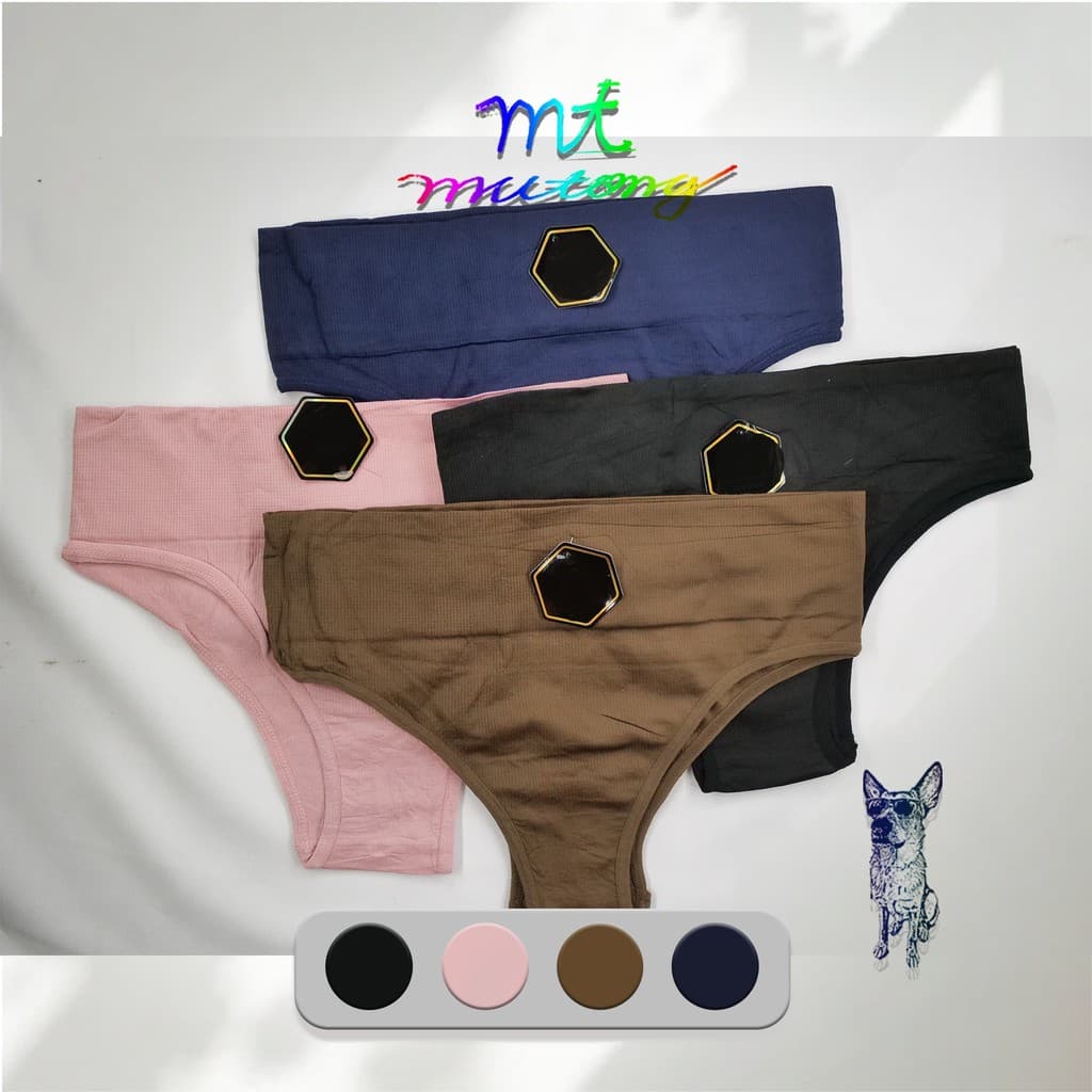 kit 1/2/3/4 Calcinha feminina 7cm de poliéster com controle de barriga e cintura alta---1029