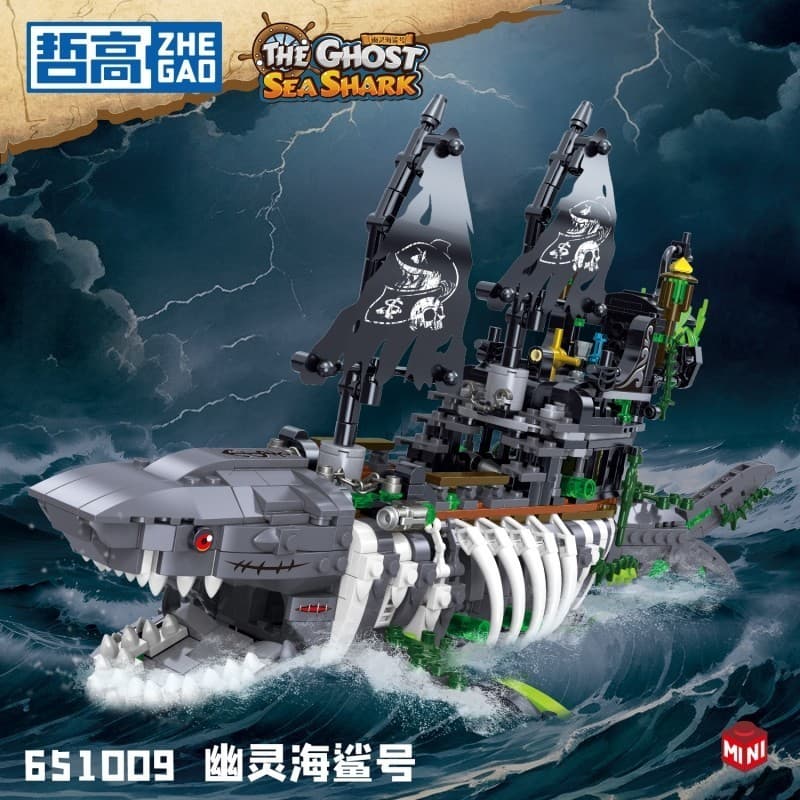 1155 PCS Lego Blocos de Construção Fantasma Mar Tubarão Navio Pirata Menino Brinquedo Montado Presente