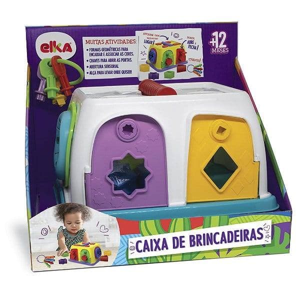 CAIXA DE BRINCADEIRAS BRINQUEDO INFANTIL COM FORMAS GEOMÉTRICAS