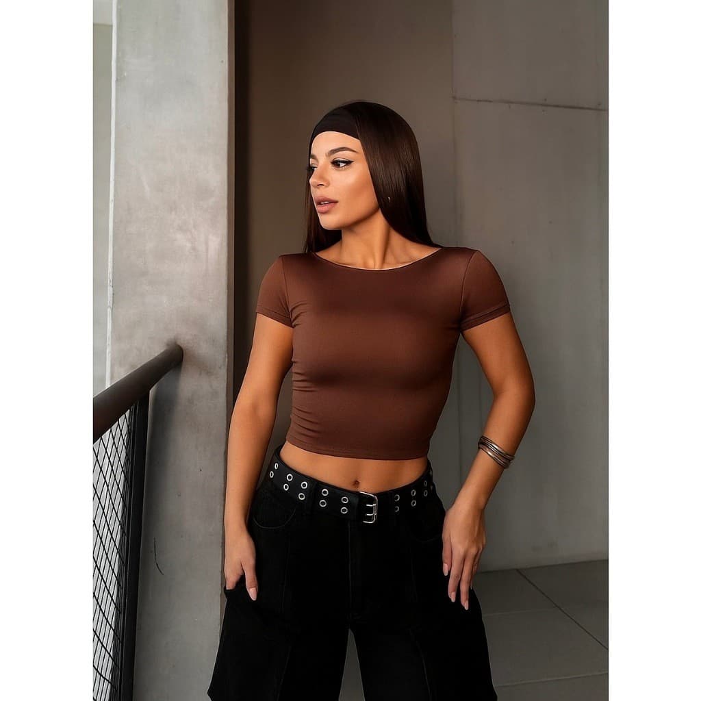 Kit 2 Cropped Feminino Blusa Costa Nua Suplex Forrado Baby Tee Básico Casual - Modelo 2026