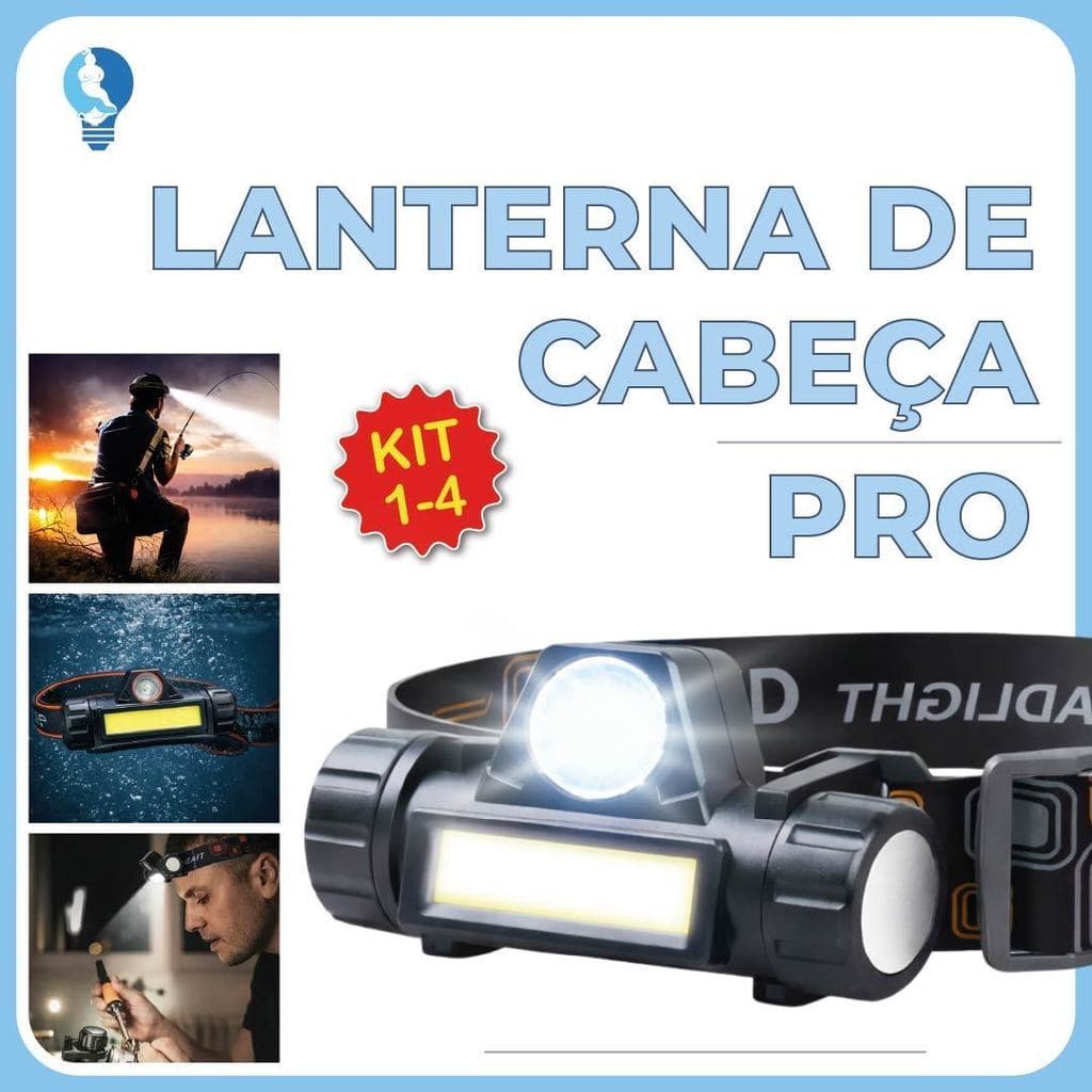 Lanterna de Cabeça Led Alta Potência com lanterna dianteira carregador USB Bivolt