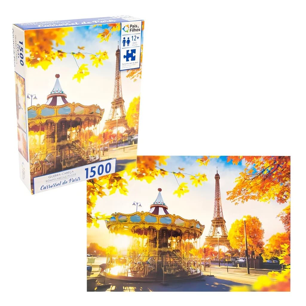 Jogo Quebra-Cabeças Carrossel de Paris 1500 Pçs Pais&Filhos