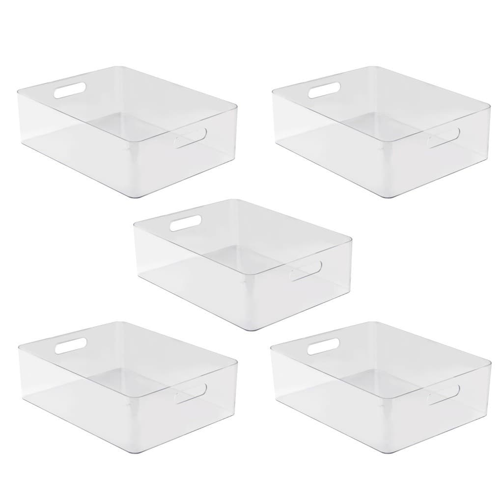 5 Caixas Cestas Organizadoras Acrílico 32 x26,5 Perfeita Multiuso Dispensa Cozinha Decoração Enfeite