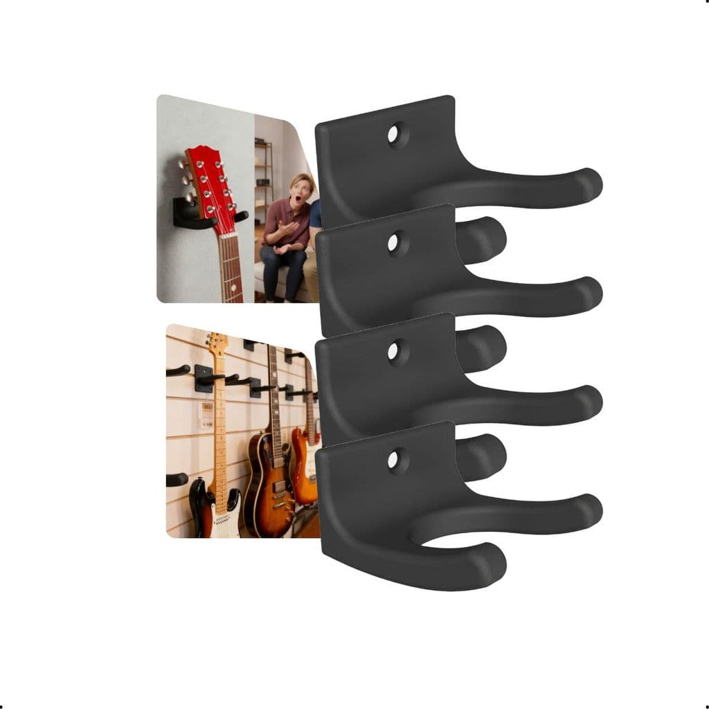 Kit 4 Suporte De Parede Para Instrumentos Musicais Guitarra Baixo Ukulele Em Material Reforçado